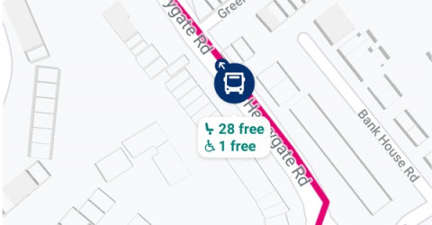 map showing the location of a bus