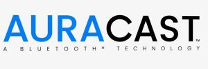 Auracast logo - blue and black text