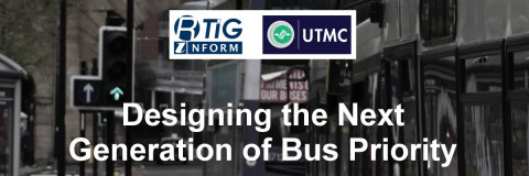 Buses passing Green traffic light with event name over the top
