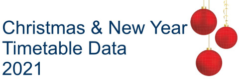 Christmas & New Year Timetable Data 2021 with red Christmas baubles